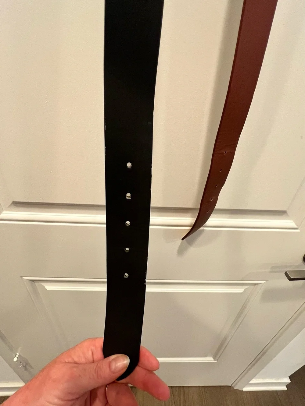 Classic Black and Brown Women's Double-Belt with Gold Rings